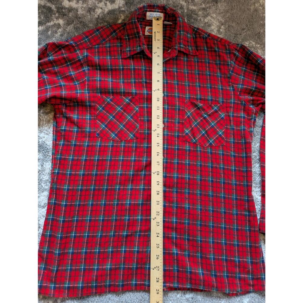 Vintage Dickies Red Flannel Shirt Lumberjack Shirt - Large, Made In Turkey - Picture 11 of 12